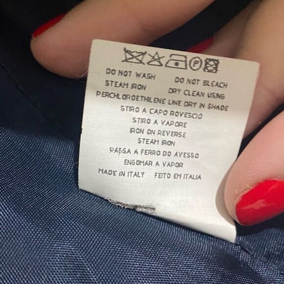 Moschino Jeans Vintage 80s 90s Retro Navy Rhinestone Trim Blazer SIZE 4 - Picture 8 of 8